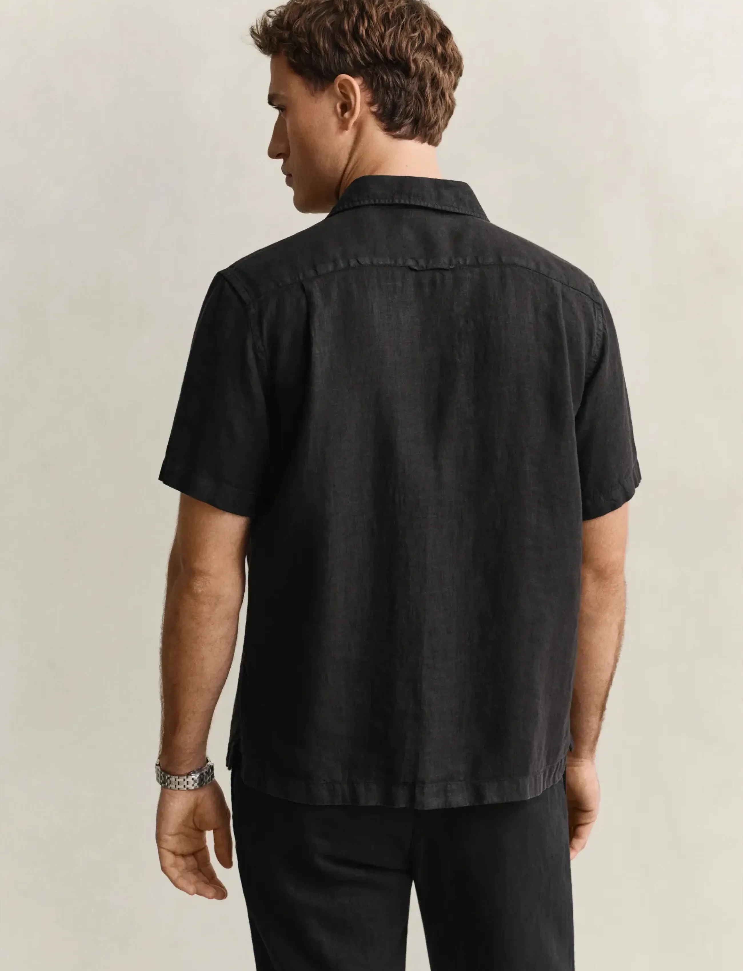 Gant - REG GMNT DYED LINEN SS CAMP SHIRT - lühikeste varrukatega särgid - black - 2