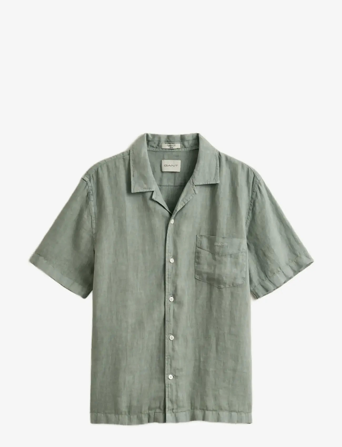 GANT - REG GMNT DYED LINEN SS CAMP SHIRT - kurzarmhemden - ceramic grey - 1