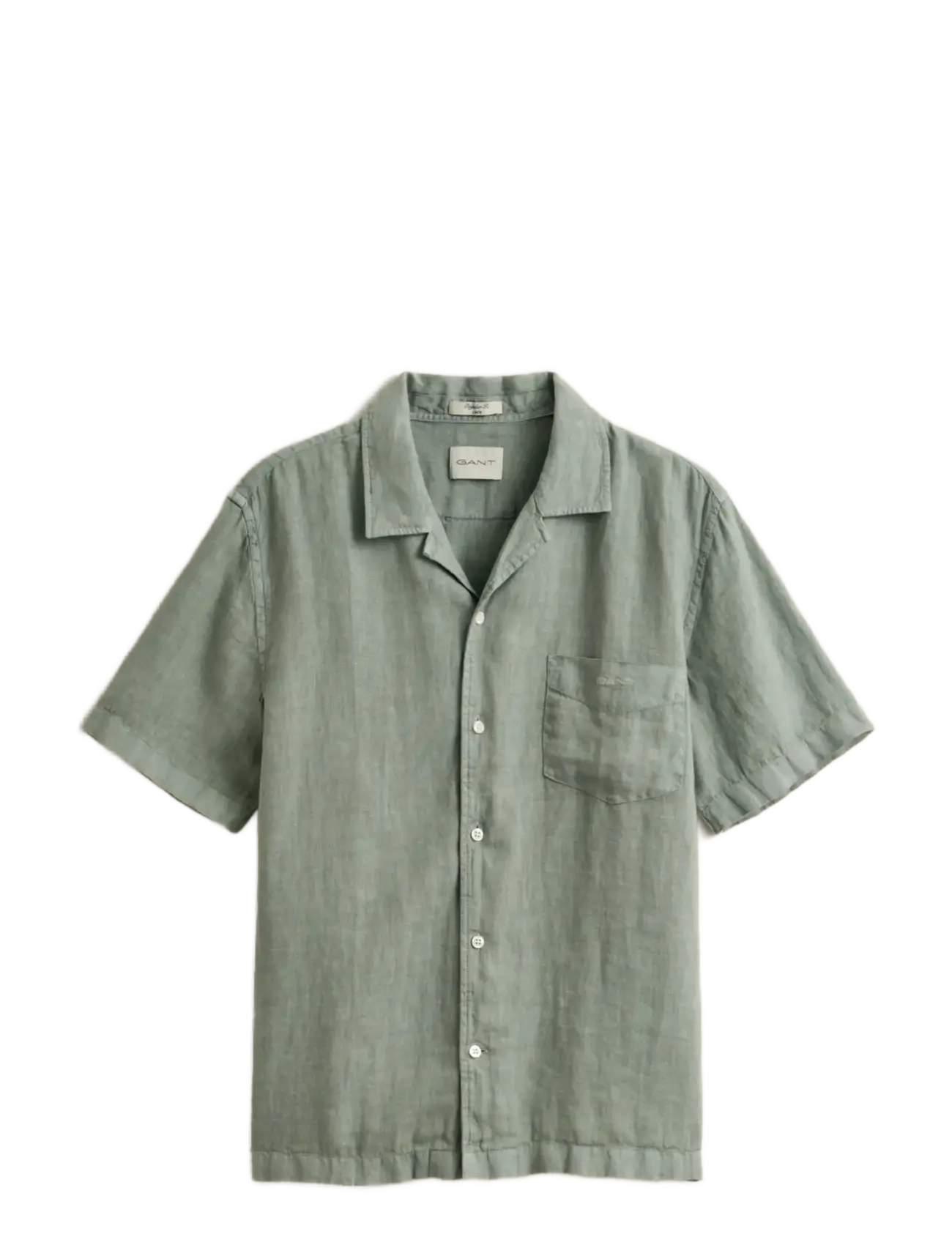 Gant REG GMNT DYED LINEN SS CAMP SHIRT - Kleidung - CERAMIC GREY / green