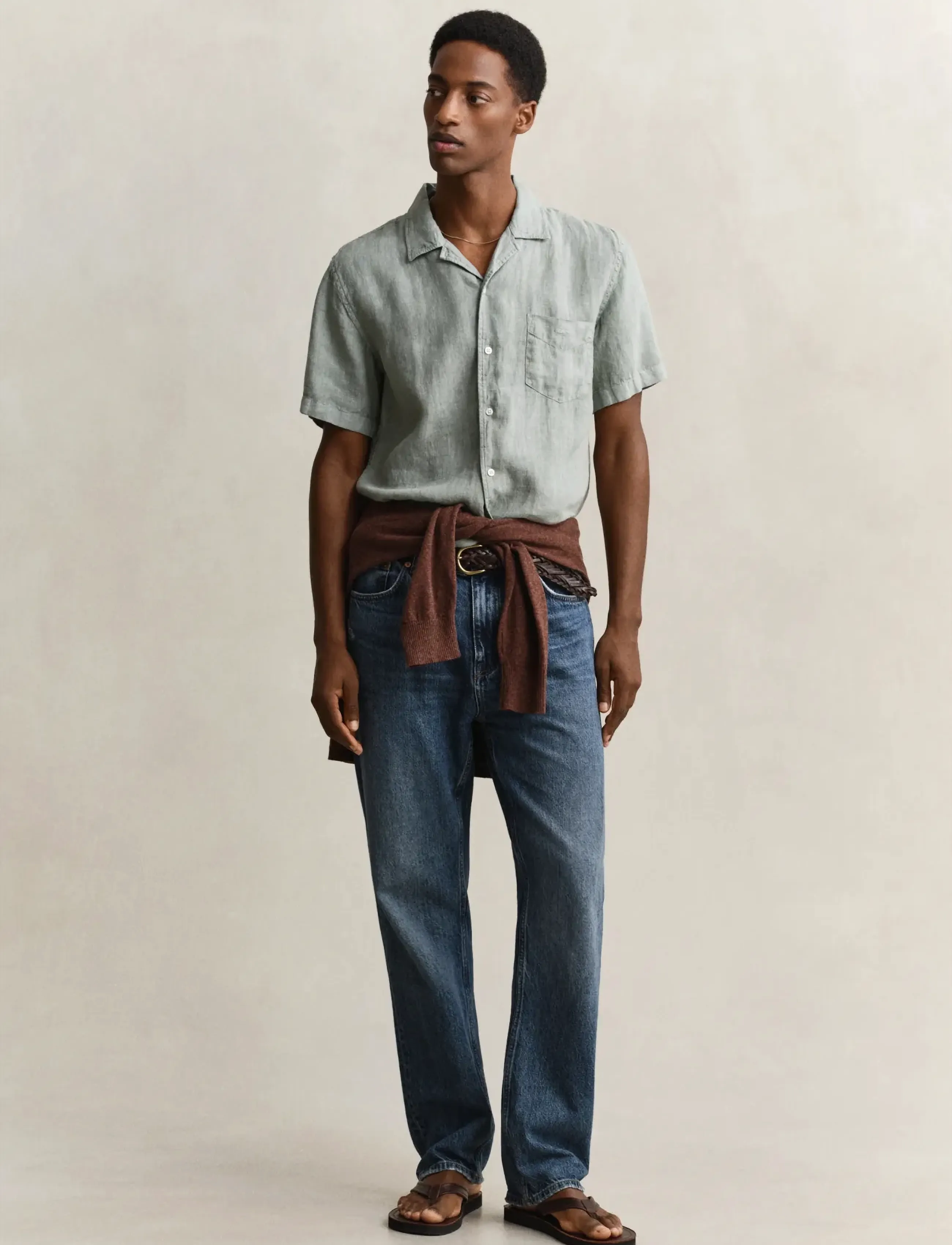 Gant - REG GMNT DYED LINEN SS CAMP SHIRT - kurzarmhemden - ceramic grey - 4