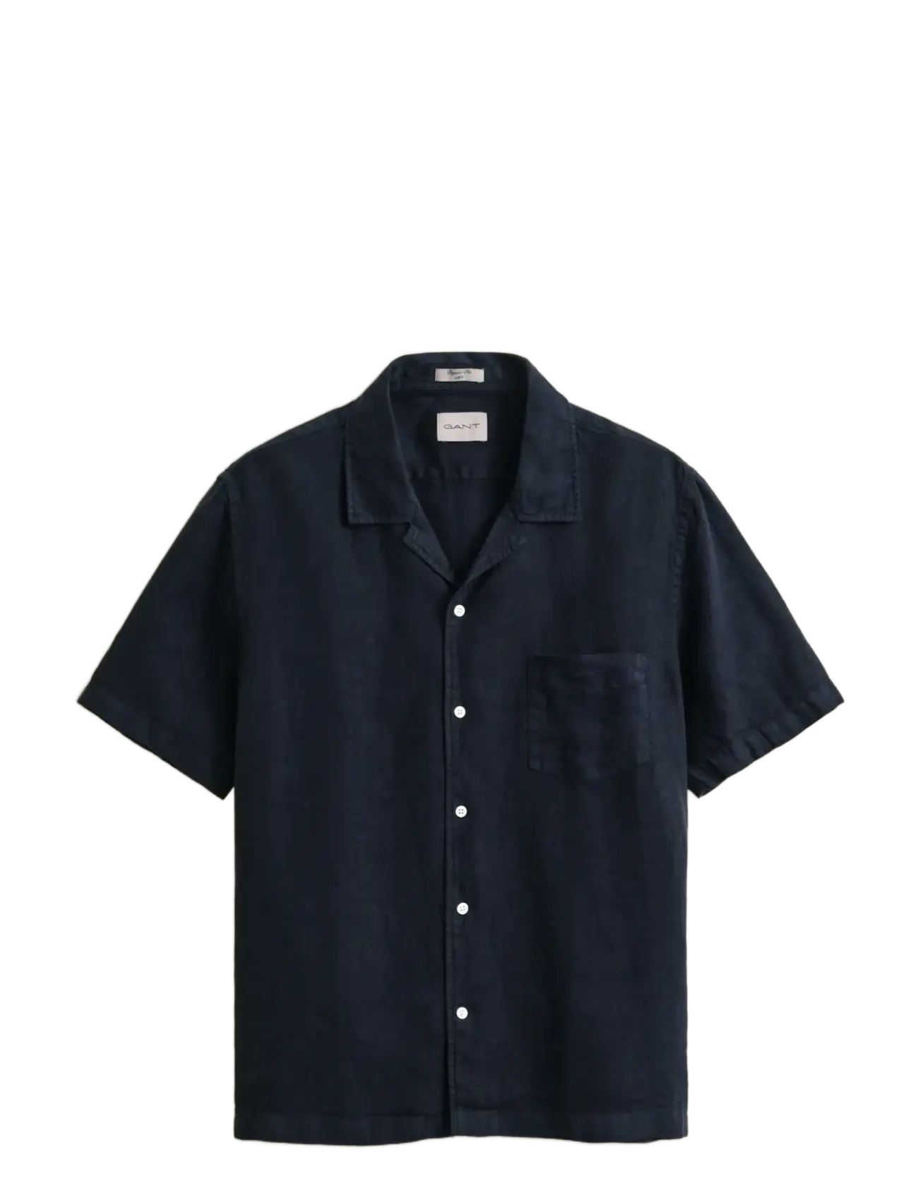 GANT Reg Gmnt Dyed Linen Ss Camp Shirt Navy - XL - Herren