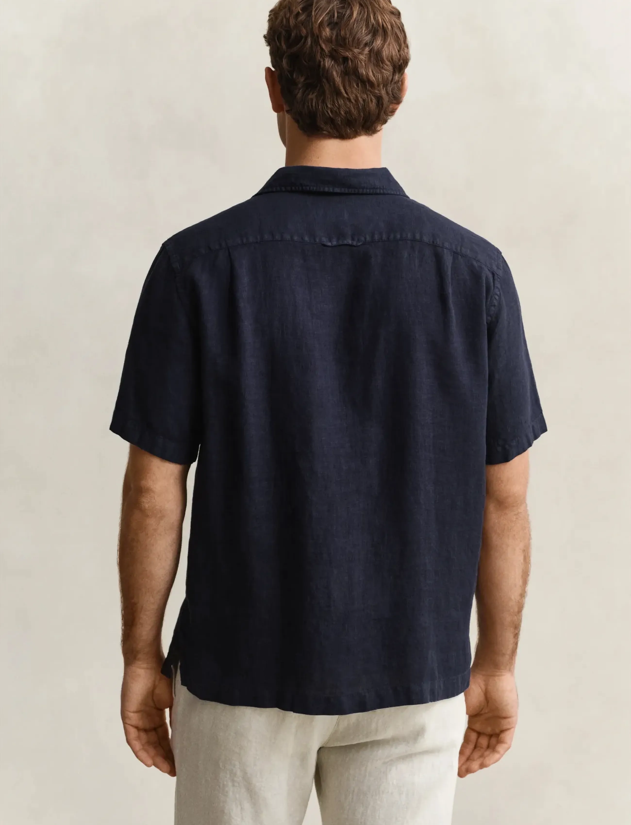 Gant - REG GMNT DYED LINEN SS CAMP SHIRT - stutterma skyrtur - evening blue - 2
