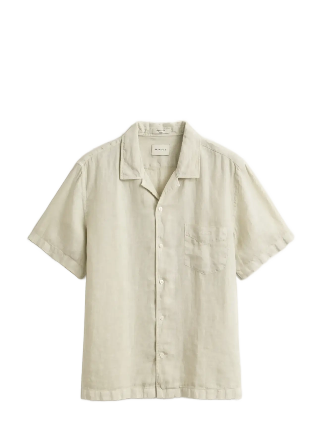 GANT Reg Gmnt Dyed Linen Ss Camp Shirt Beige - L - Herren