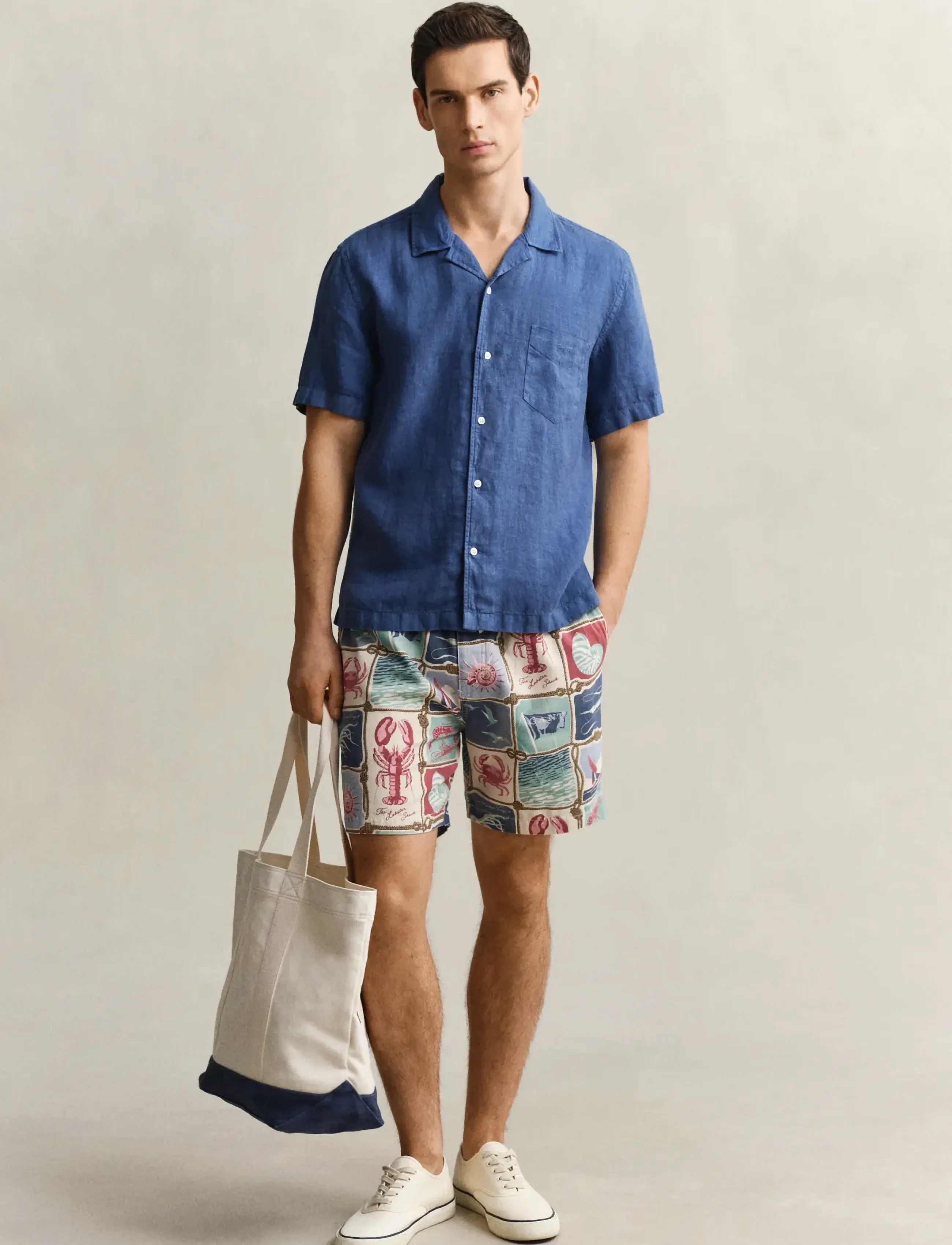 Gant - REG GMNT DYED LINEN SS CAMP SHIRT - marškiniai trumpomis rankovėmis - vintage blue - 4