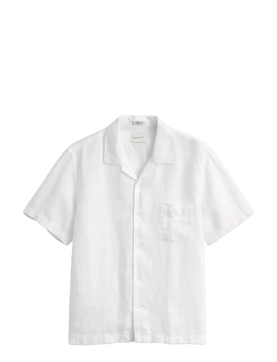 Gant - REG GMNT DYED LINEN SS CAMP SHIRT - lühikeste varrukatega särgid - white - 1