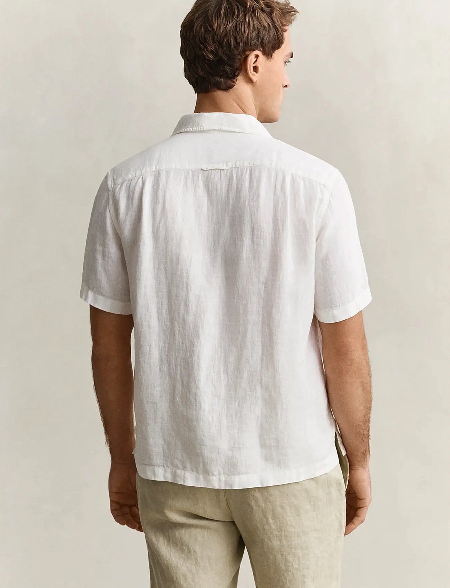 Gant - REG GMNT DYED LINEN SS CAMP SHIRT - lühikeste varrukatega särgid - white - 2
