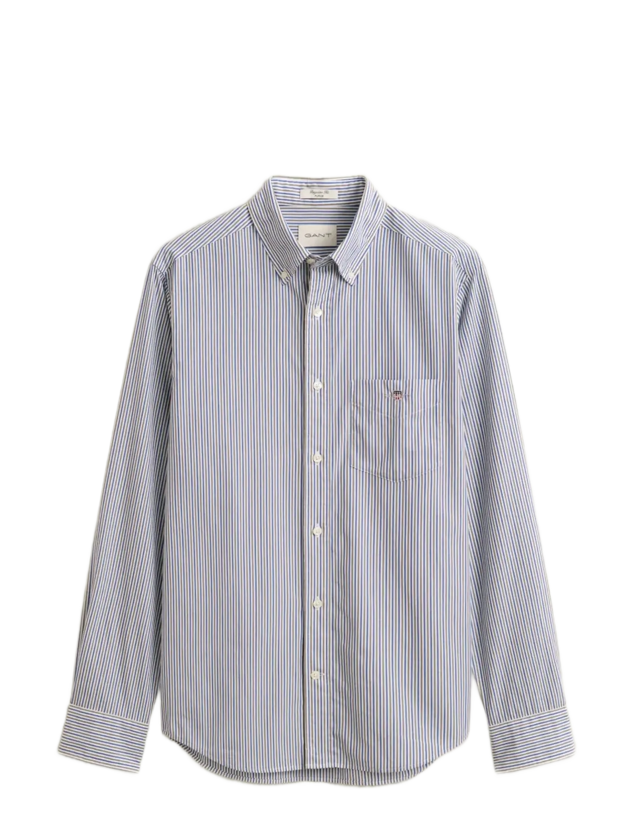Gant Reg Poplin Stripe Shirt, S, Blue, Shirts > Striped Shirts, Herre