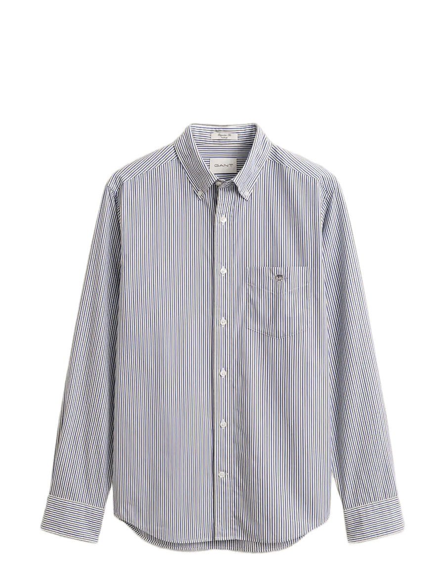 Gant - REG POPLIN STRIPE SHIRT - randiga skjortor - faded taupe - 0