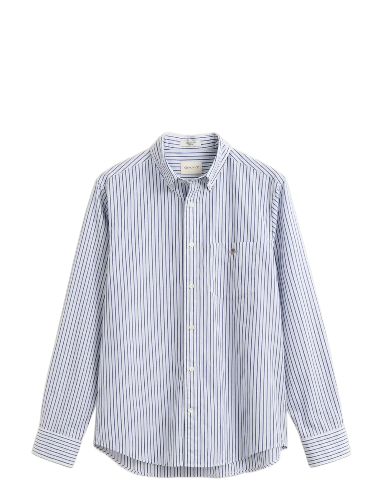 Gant Reg Poplin Stripe Shirt, S, Blue, Shirts > Striped Shirts, Herre