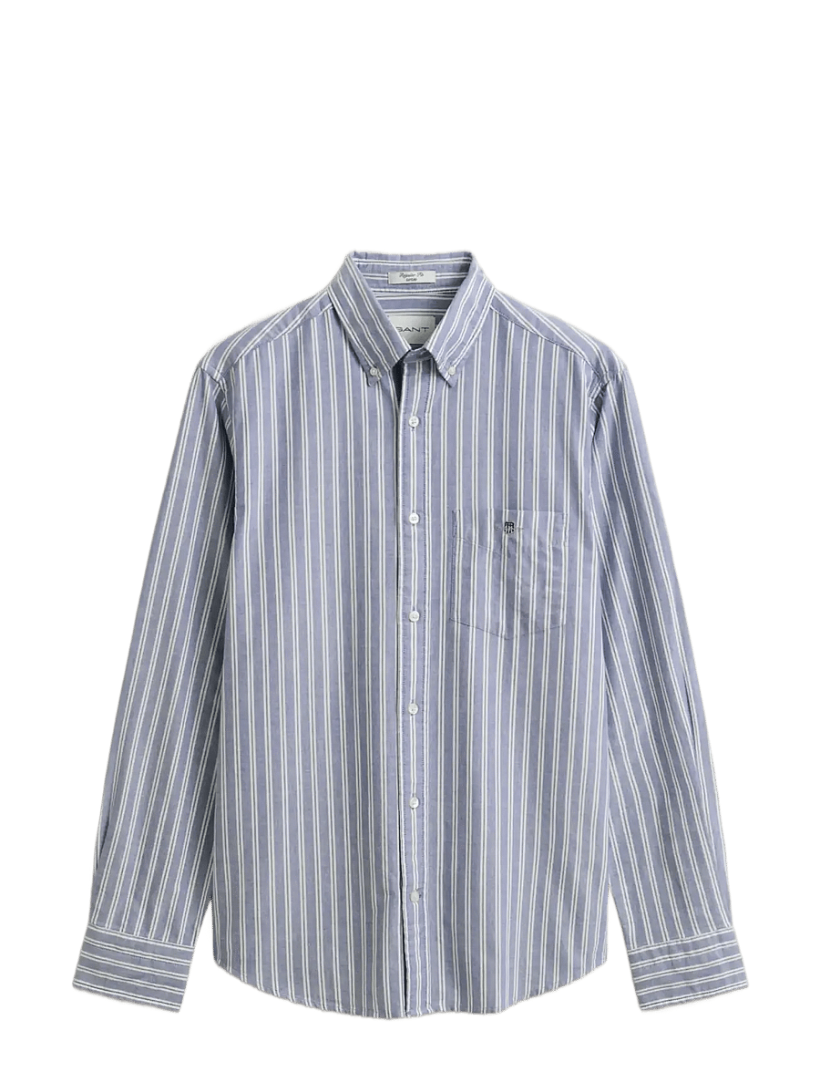 Gant - REG CLASSIC OXFORD STRIPE SHIRT - gestreifte hemden - college blue - 0