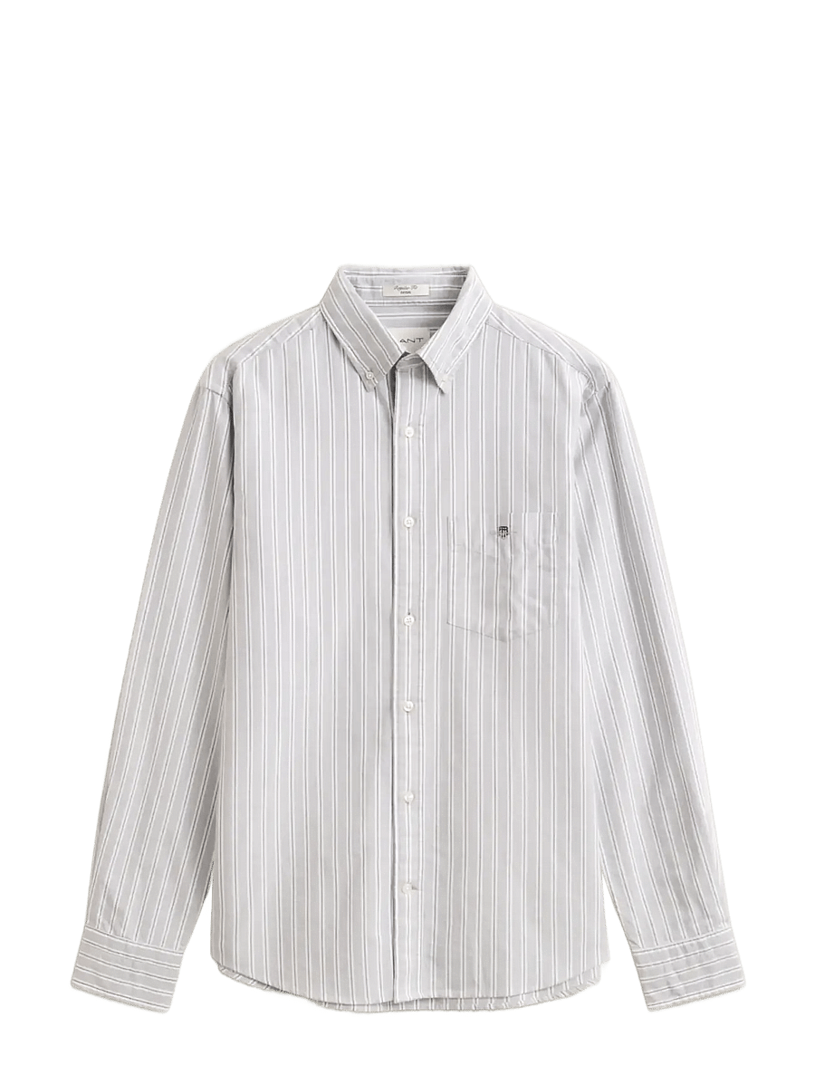 Gant - REG CLASSIC OXFORD STRIPE SHIRT - gestreifte hemden - concrete grey - 0