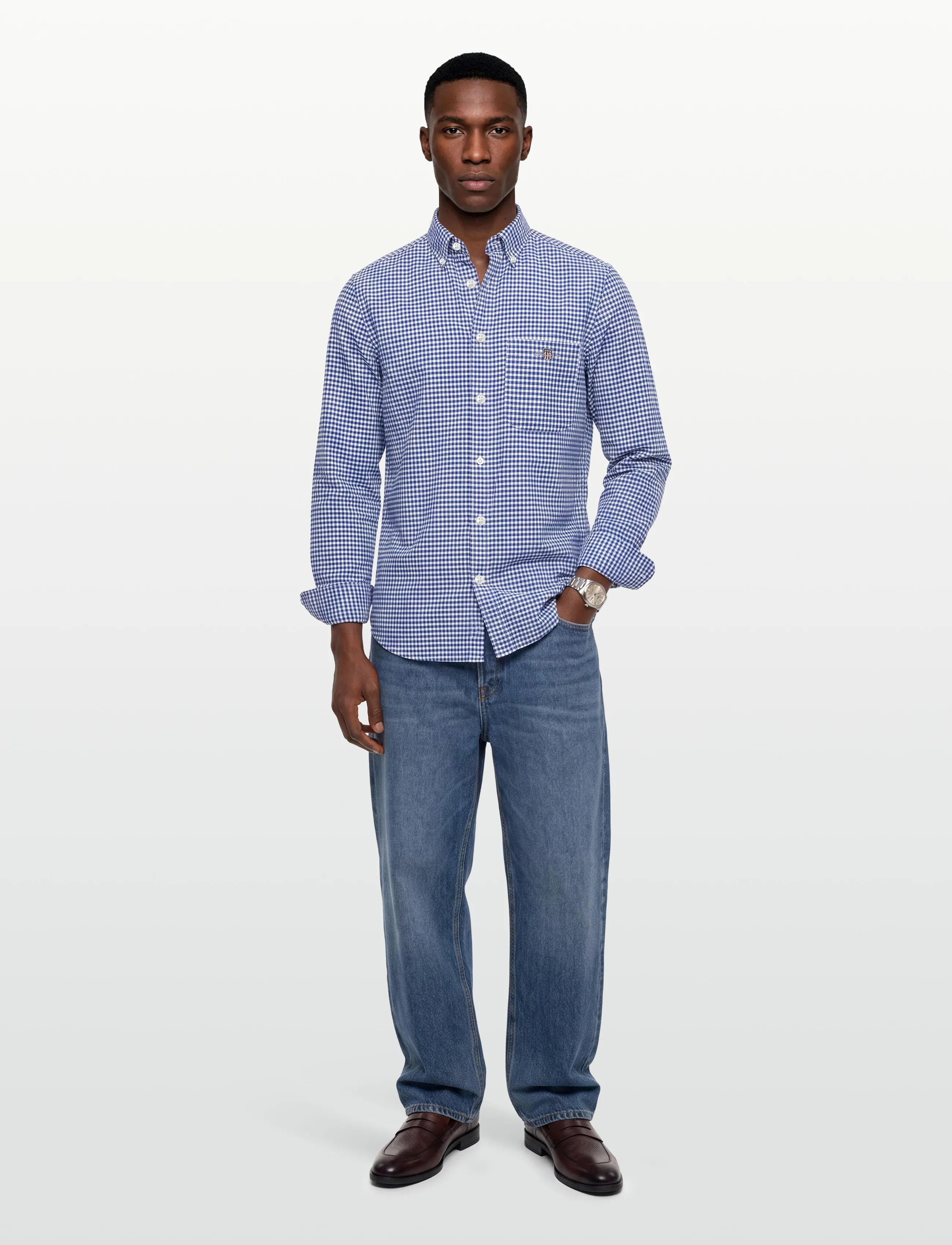 Gant REG CLASSIC OXFORD CHECK - Skjortor - COLLEGE BLUE / blue