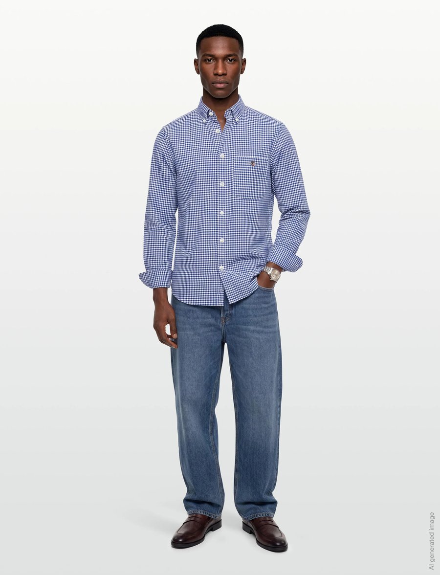 Gant - REG CLASSIC OXFORD CHECK - oxford-skjortor - college blue - 0