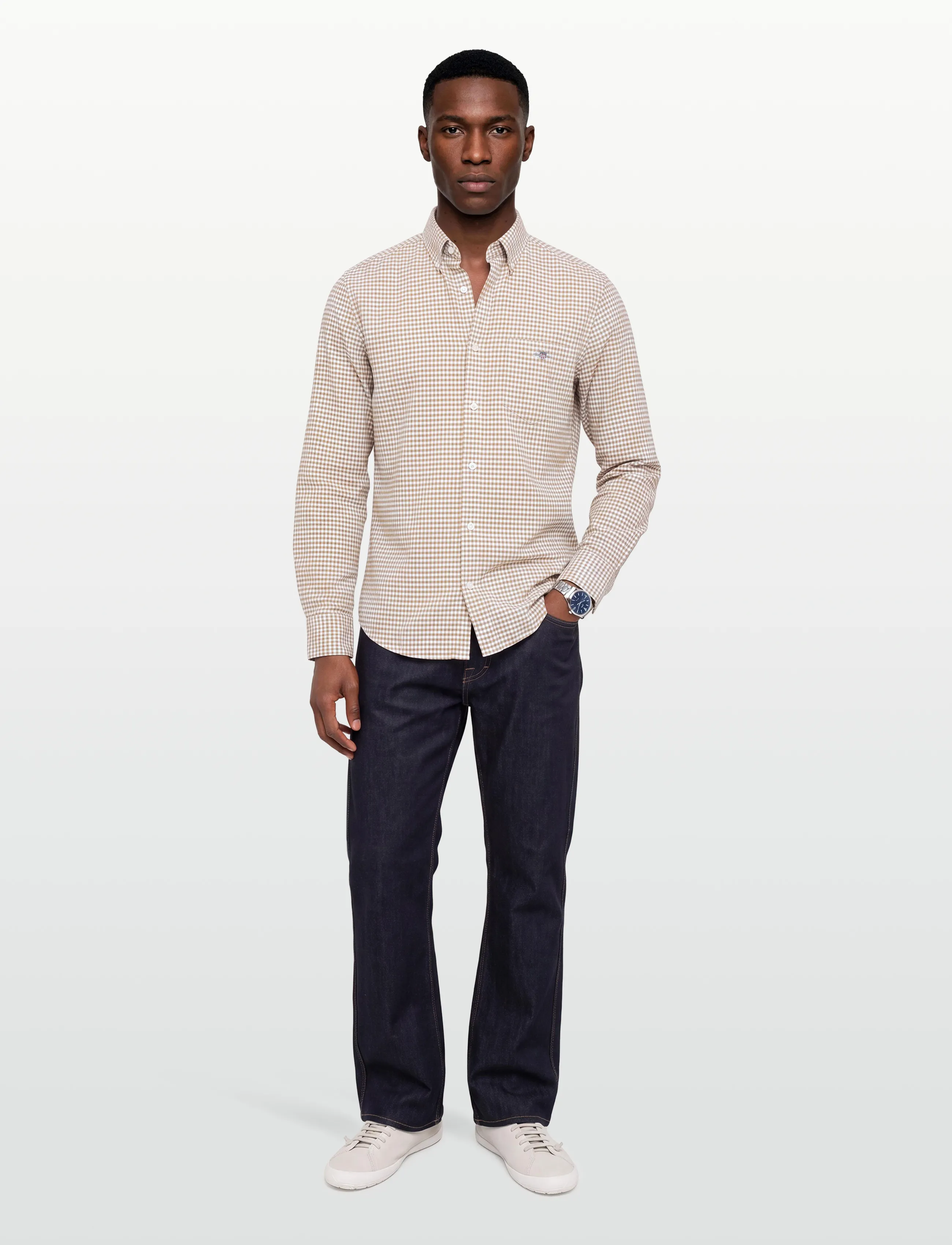 Gant REG CLASSIC OXFORD CHECK - Casual overhemden - LIGHT TAUPE / beige