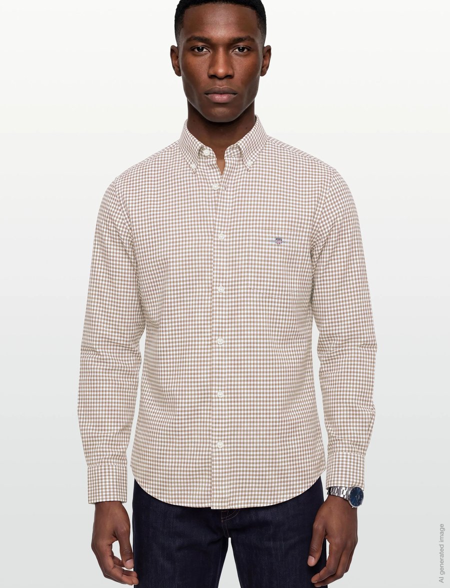 Gant - REG CLASSIC OXFORD CHECK - oxford shirts - light taupe - 3