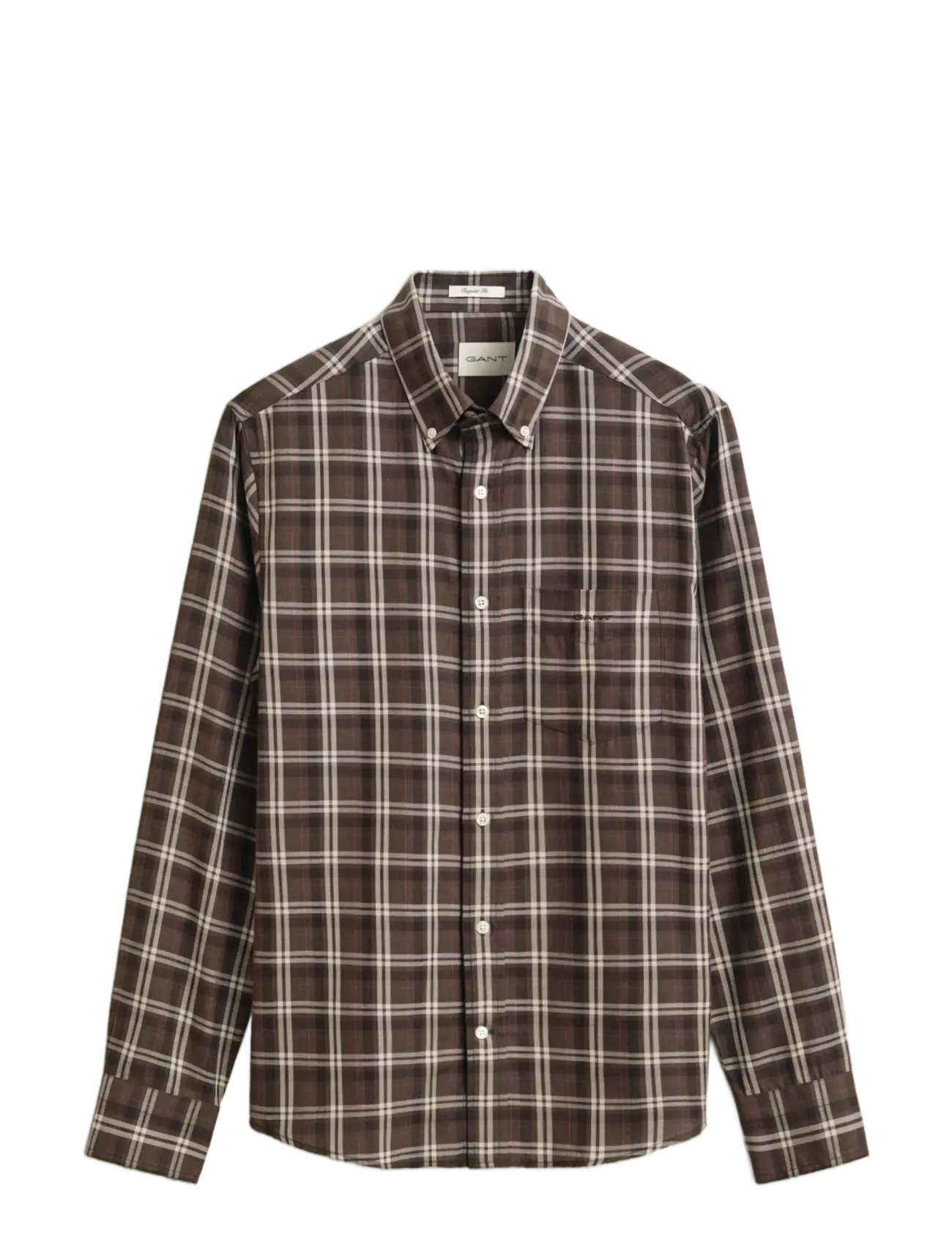 Gant REG TWILL CHECK SHIRT - Ruudulised särgid - FADED TAUPE / brown