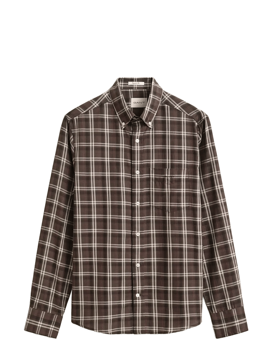 Gant - REG TWILL CHECK SHIRT - ruudulised särgid - faded taupe - 0