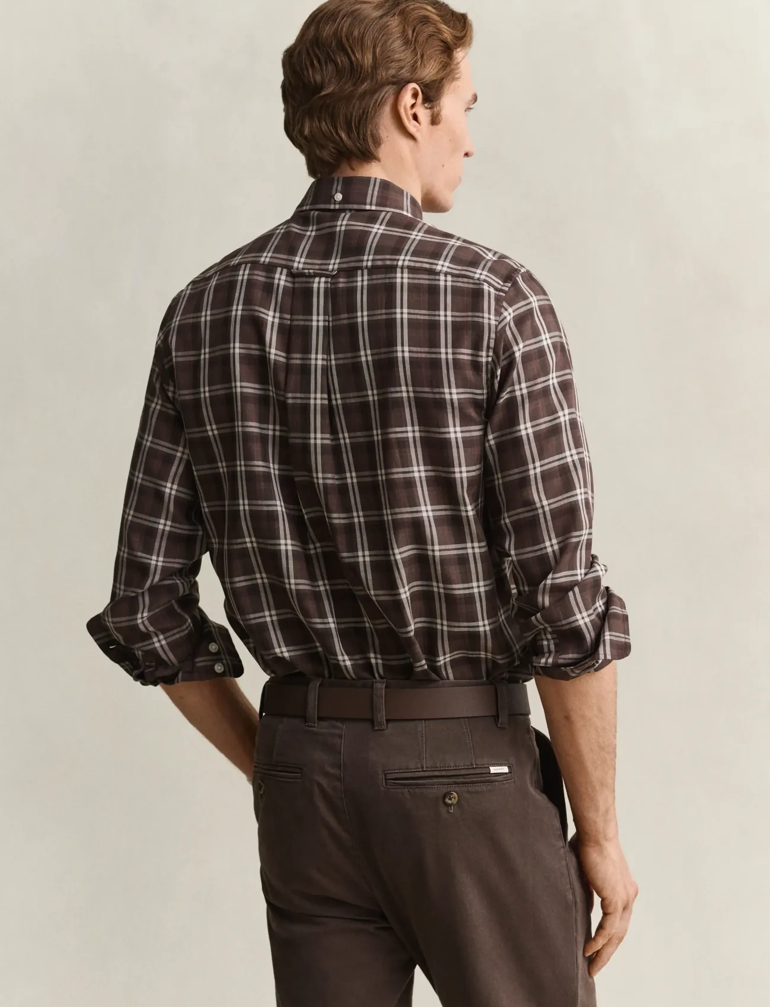 Gant - REG TWILL CHECK SHIRT - karierte hemden - faded taupe - 3