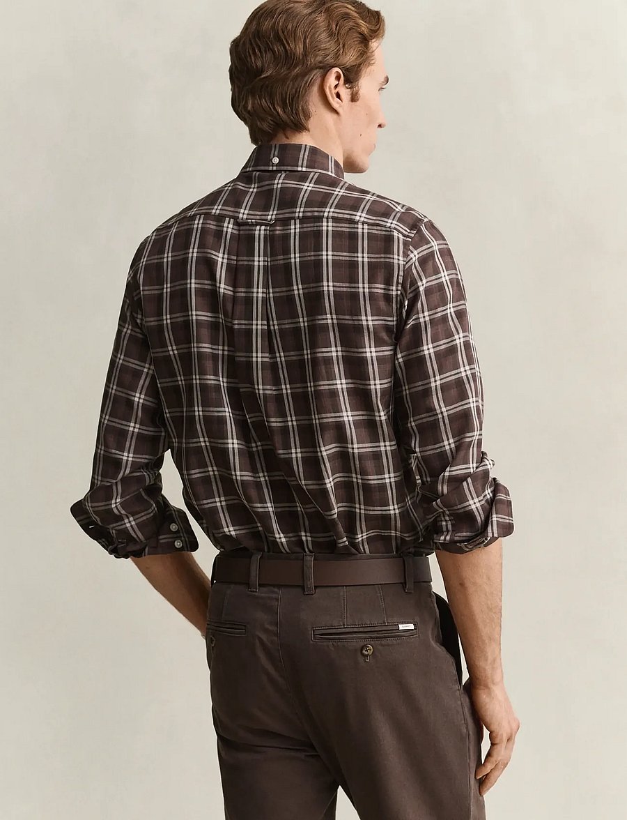 Gant - REG TWILL CHECK SHIRT - karierte hemden - faded taupe - 3
