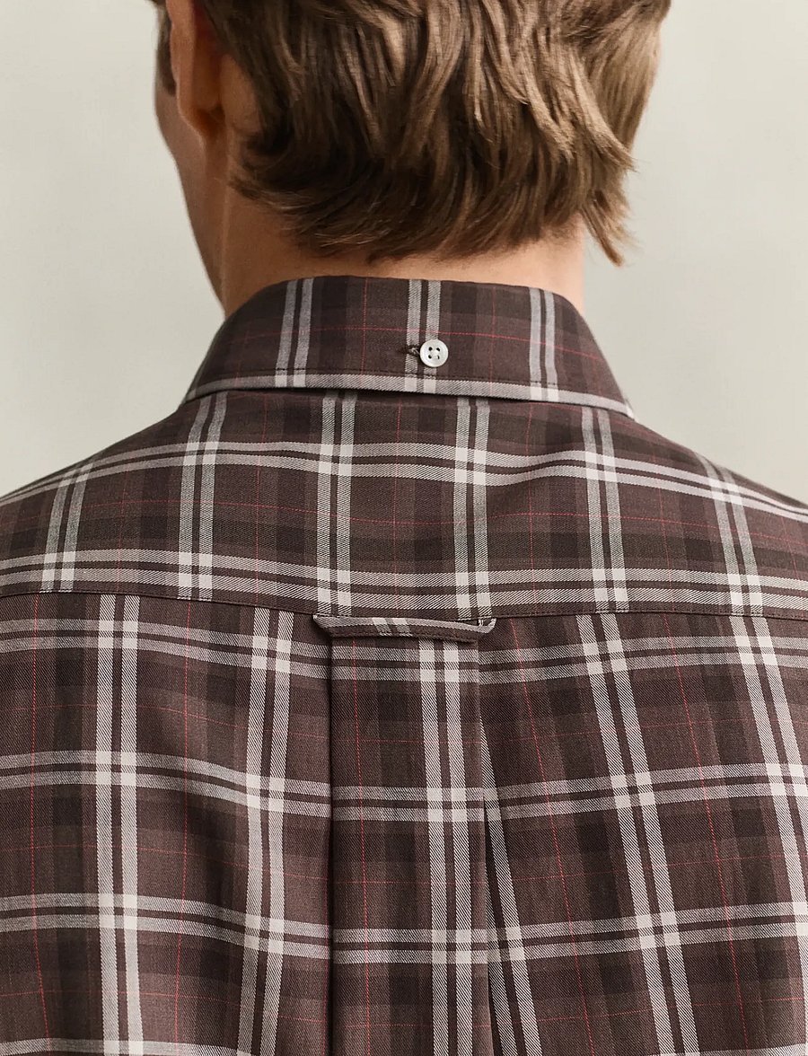 Gant - REG TWILL CHECK SHIRT - karierte hemden - faded taupe - 4