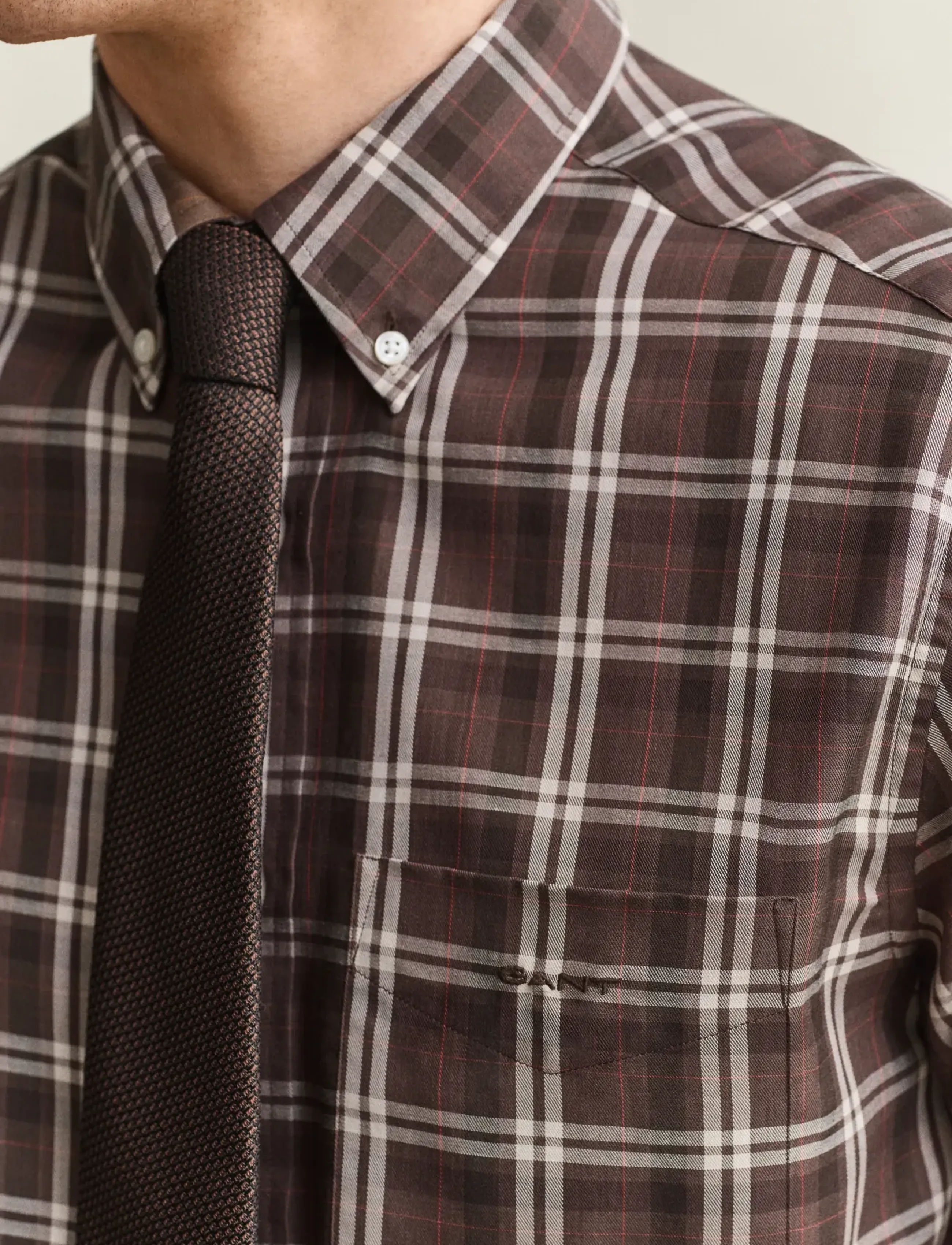 Gant - REG TWILL CHECK SHIRT - karierte hemden - faded taupe - 5