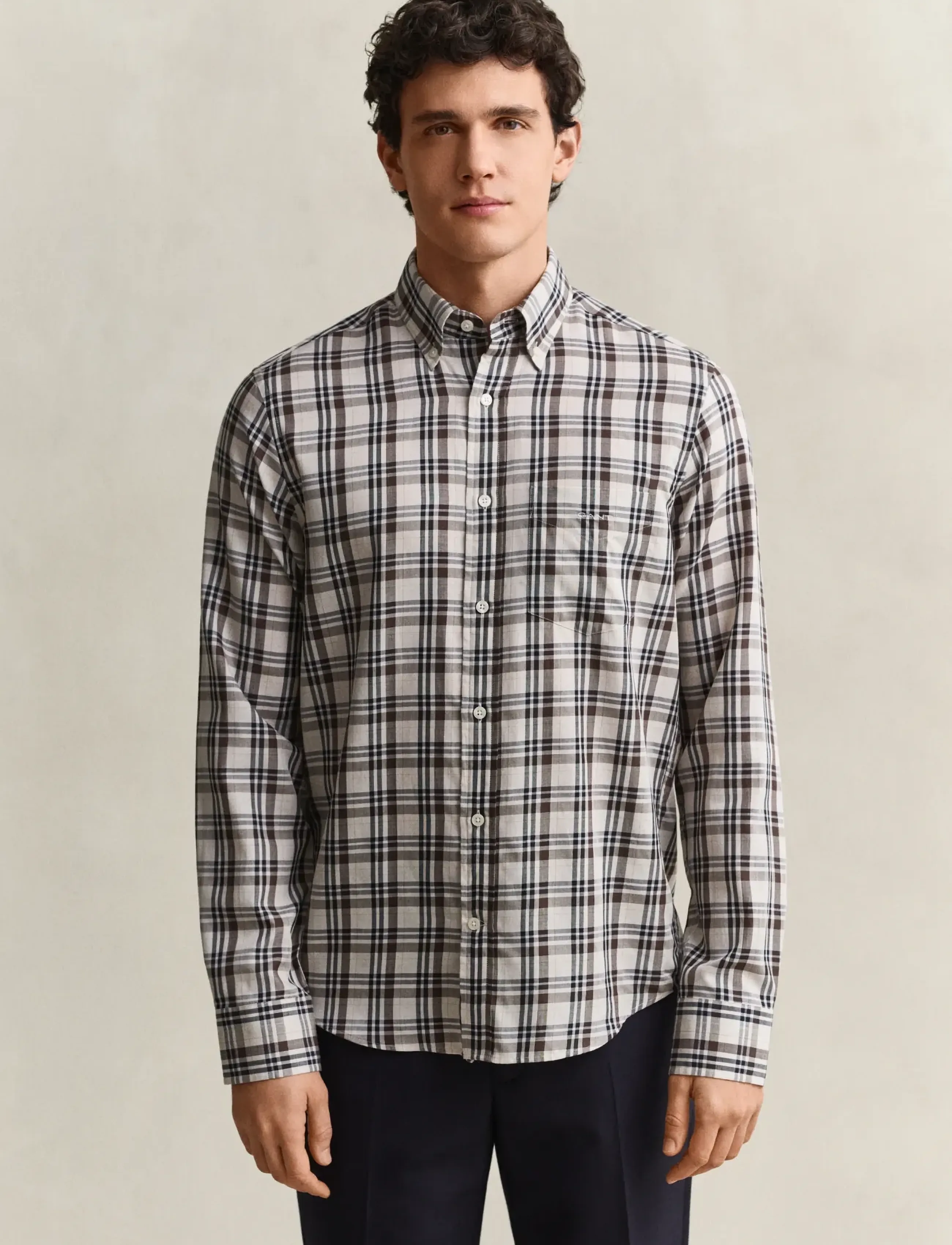 Gant - REG TWILL CHECK SHIRT - checkered shirts - sand - 2