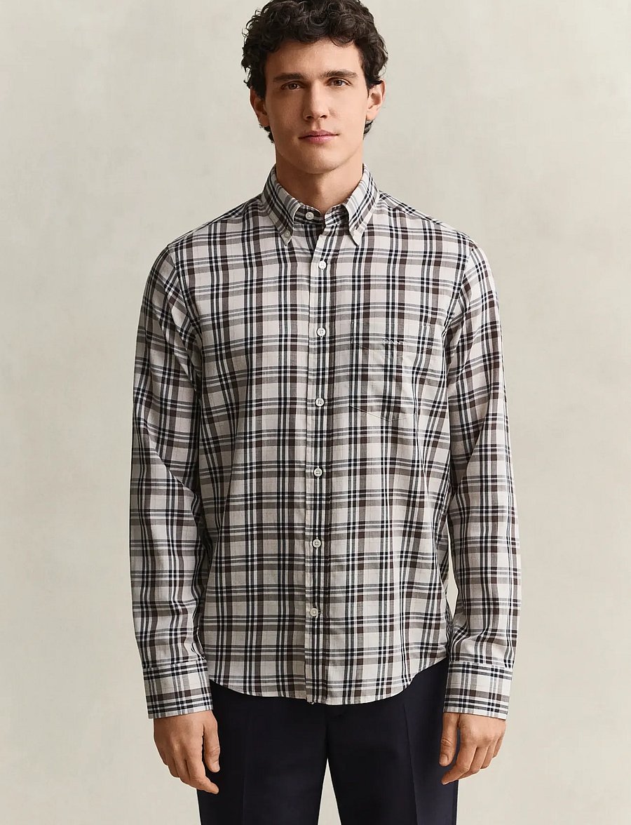 Gant - REG TWILL CHECK SHIRT - checkered shirts - sand - 2