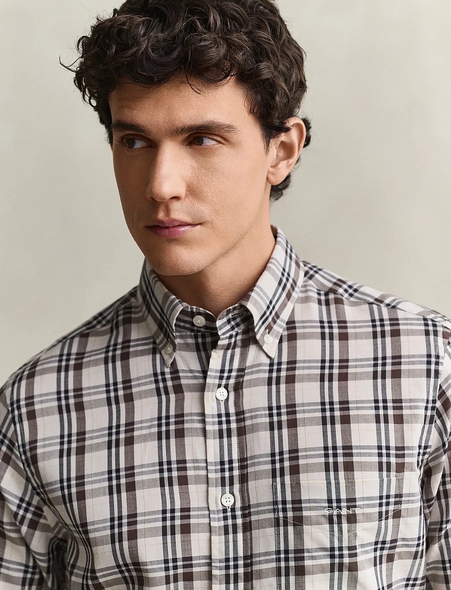 Gant - REG TWILL CHECK SHIRT - checkered shirts - sand - 5