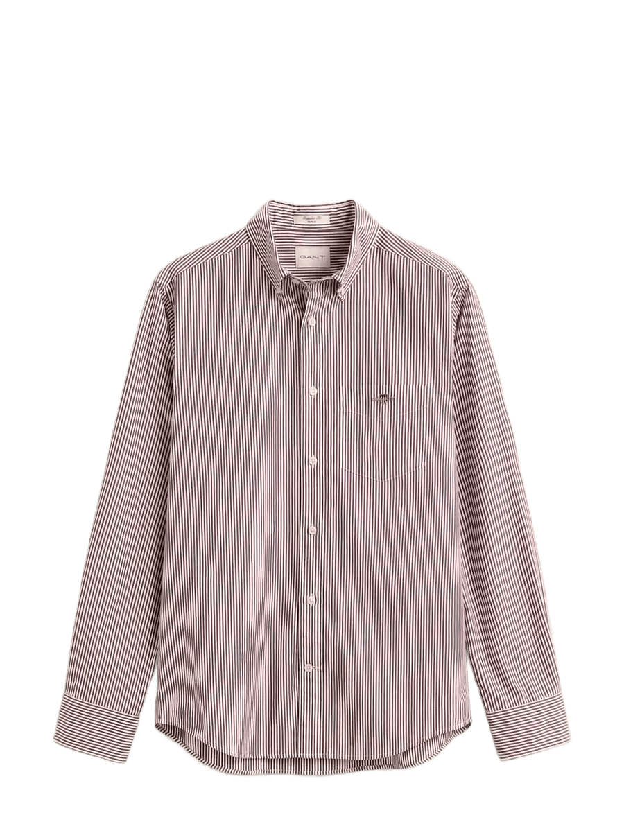 Gant - REG CLASSIC POPLIN BANKER SHIRT - striped shirts - deep grape wine - 1