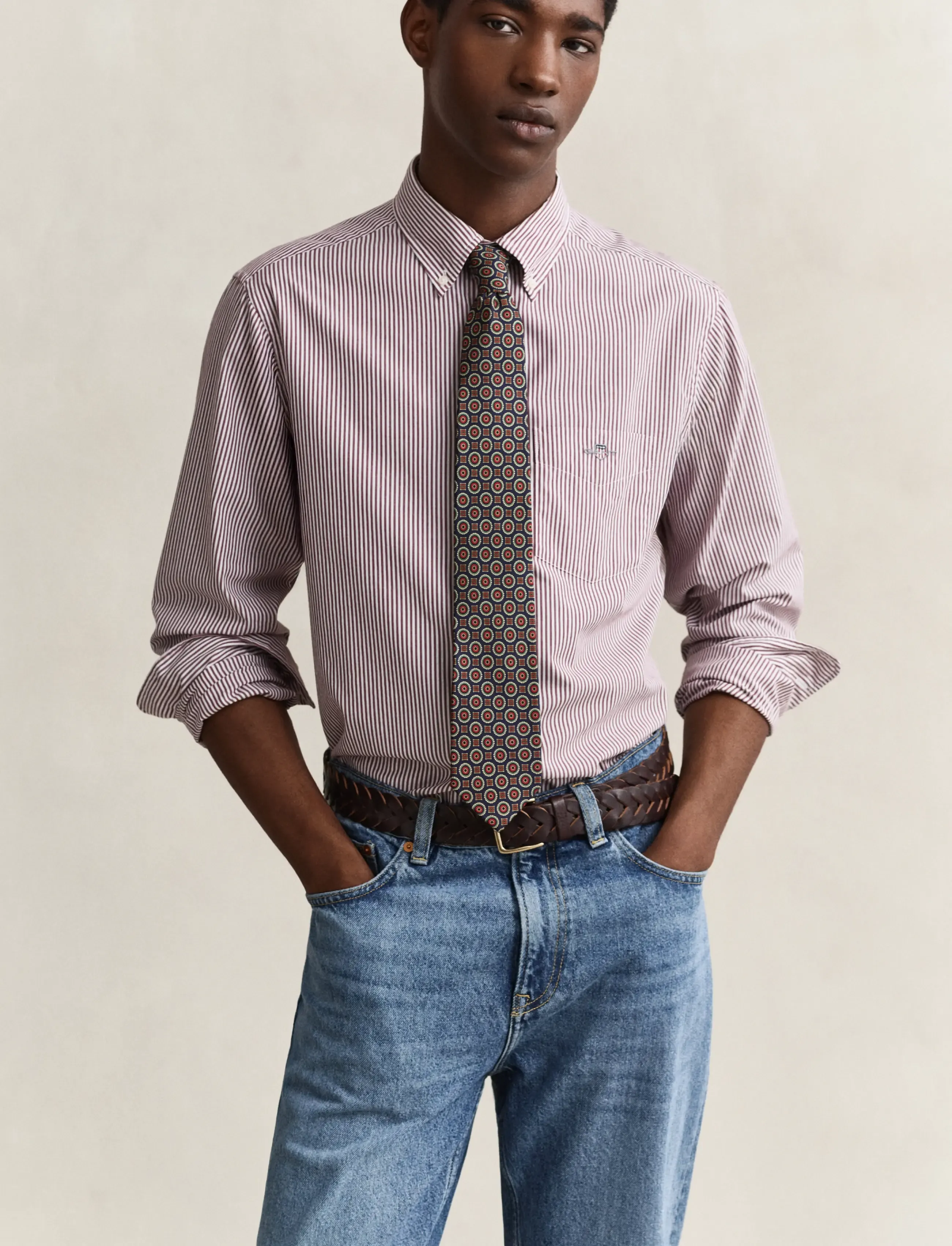 Gant REG CLASSIC POPLIN BANKER SHIRT - Shirts - DEEP GRAPE WINE / burgundy