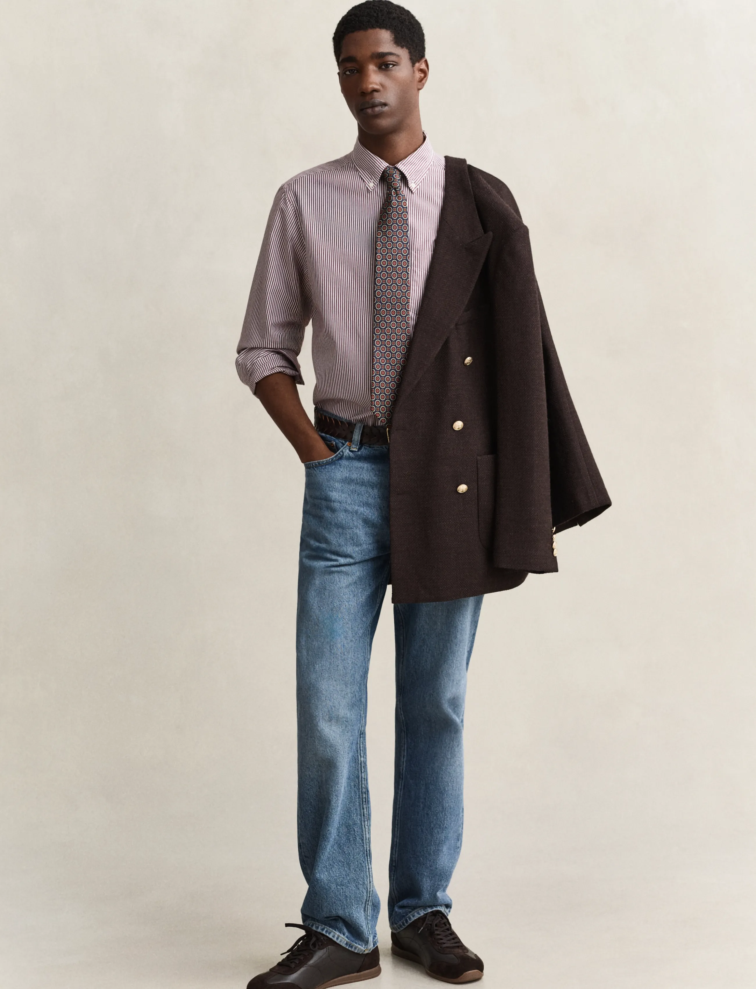 Gant - REG CLASSIC POPLIN BANKER SHIRT - striped shirts - deep grape wine - 4