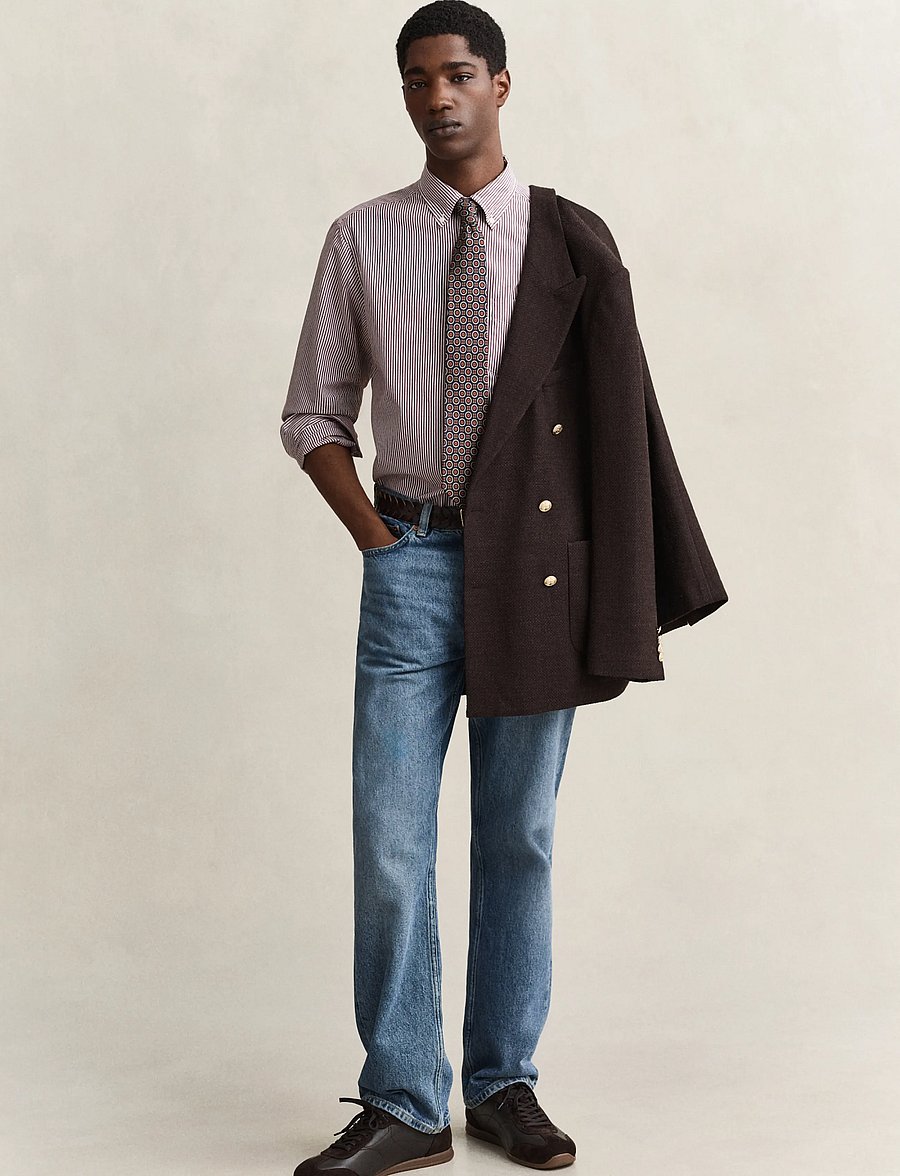 Gant - REG CLASSIC POPLIN BANKER SHIRT - striped shirts - deep grape wine - 4
