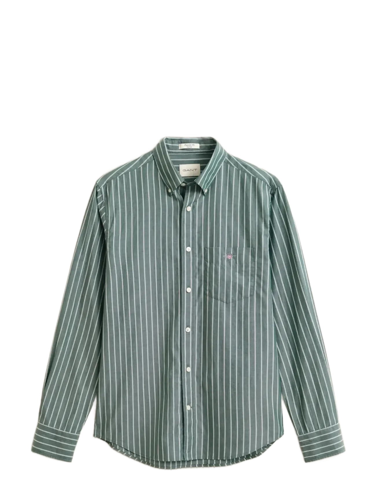 Gant Reg Classic Poplin Stripe Shirt, XXL, Green, Shirts > Striped Shirts, Herre