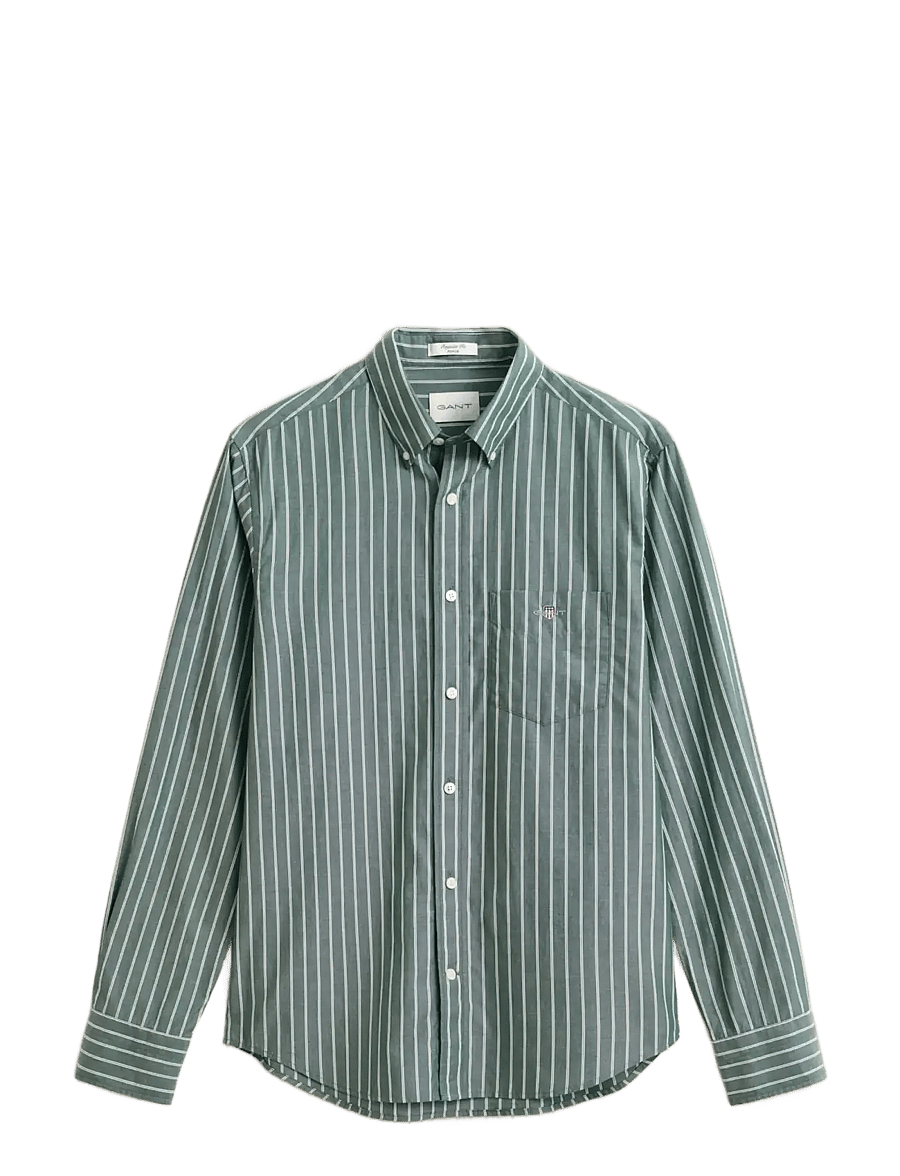 Gant - REG CLASSIC POPLIN STRIPE SHIRT - dark emerald - 0
