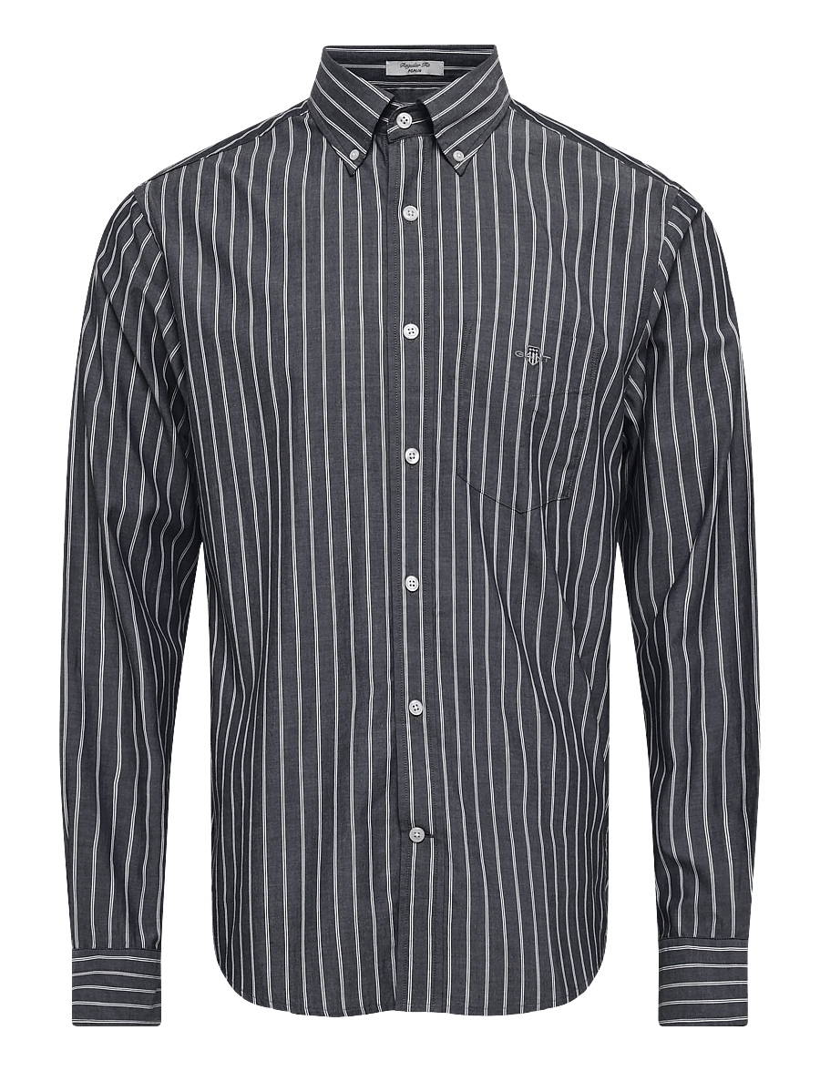 Gant - REG CLASSIC POPLIN STRIPE SHIRT - randiga skjortor - evening blue - 0
