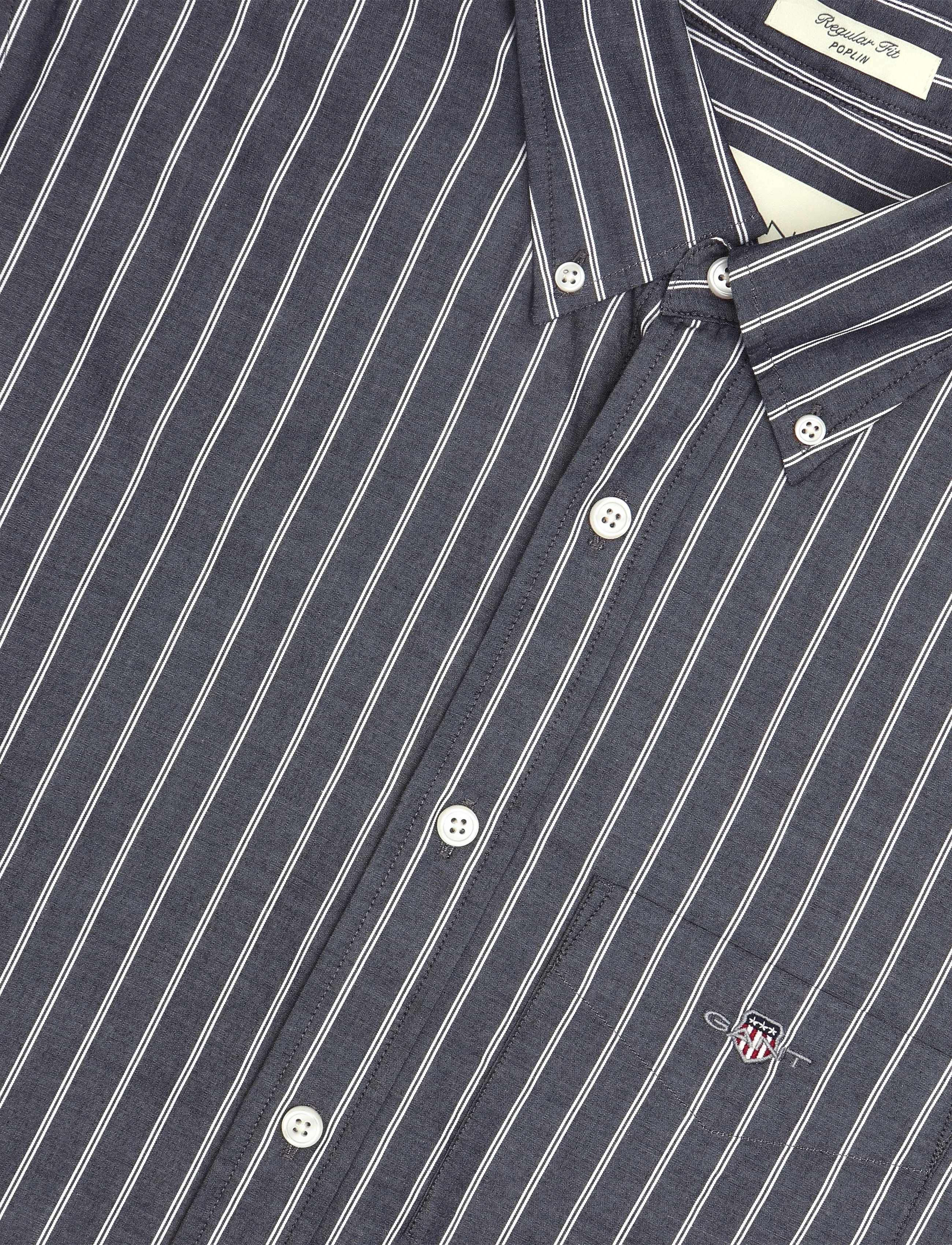Gant - REG CLASSIC POPLIN STRIPE SHIRT - randiga skjortor - evening blue - 2