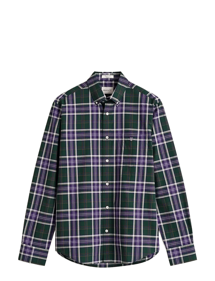 Gant - REG POPLIN CHECK SHIRT - karierte hemden - dark emerald - 0