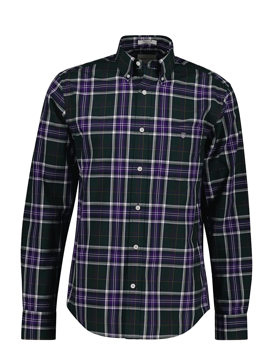 Gant - REG POPLIN CHECK SHIRT - karierte hemden - dark emerald - 0