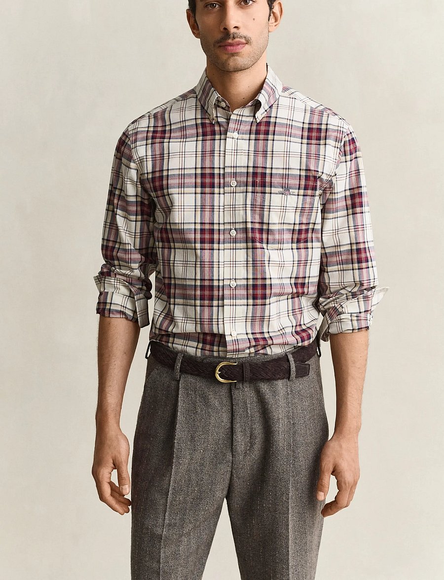 Gant - REG POPLIN CHECK SHIRT - karierte hemden - deep grape wine - 0