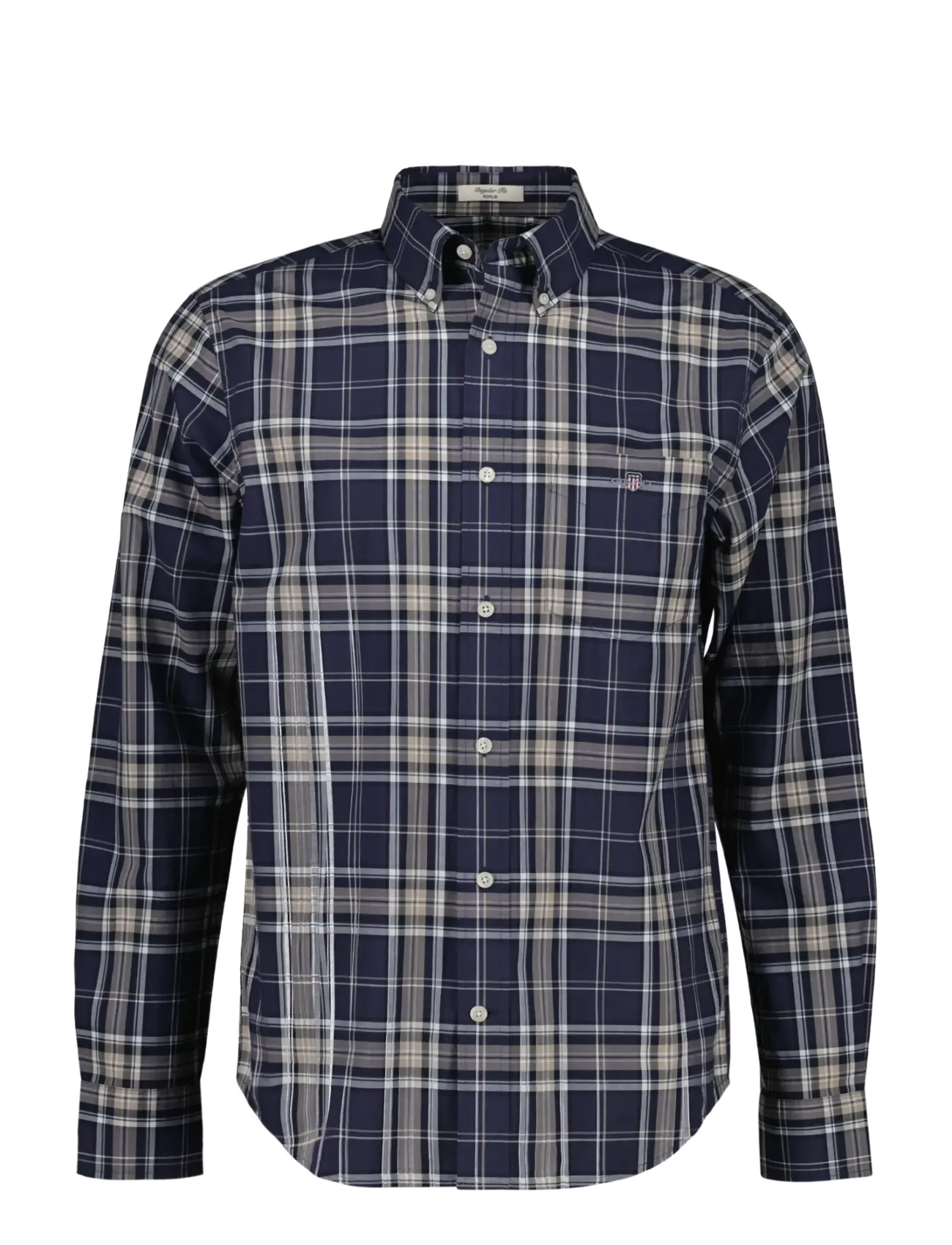 Gant - REG POPLIN CHECK SHIRT - karierte hemden - mist taupe - 1