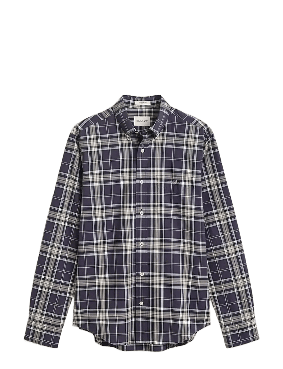 Gant - REG POPLIN CHECK SHIRT - ternede skjorter - mist taupe - 1
