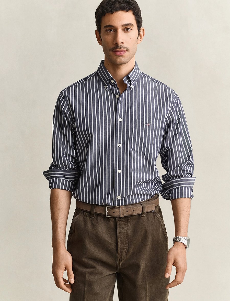 Gant - REG POPLIN STRIPE SHIRT - gestreifte hemden - classic blue - 0