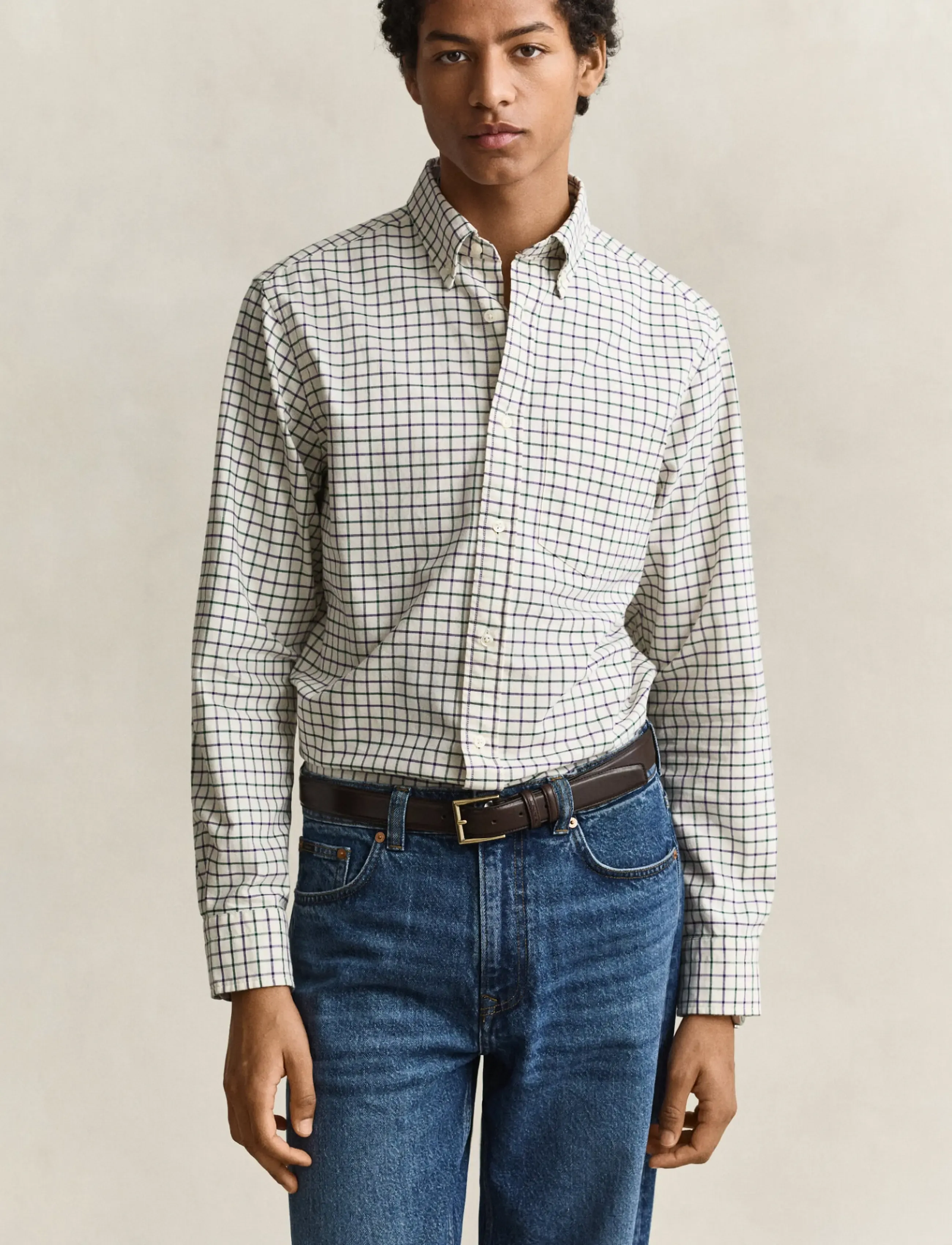 Gant REG ARCHIVE OXFORD CHECK SHIRT - Gant - CREAM / cream