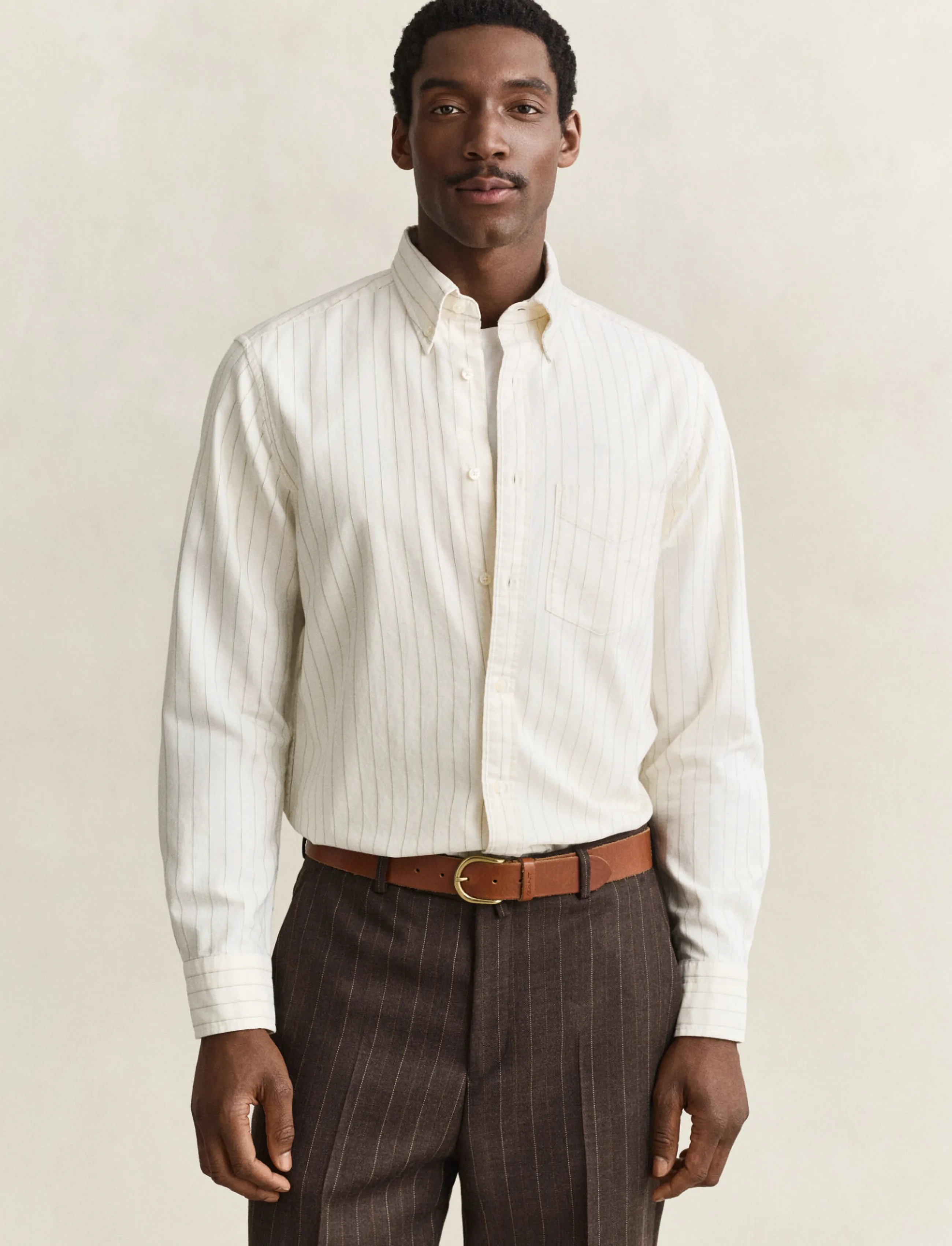 Gant REG ARCHIVE OXFORD STRIPE SHIRT - Gant - CREAM / cream