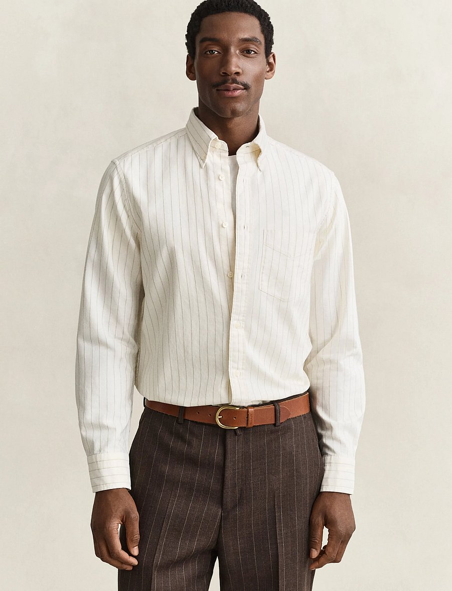 Gant - REG ARCHIVE OXFORD STRIPE SHIRT - oxford-hemden - cream - 0