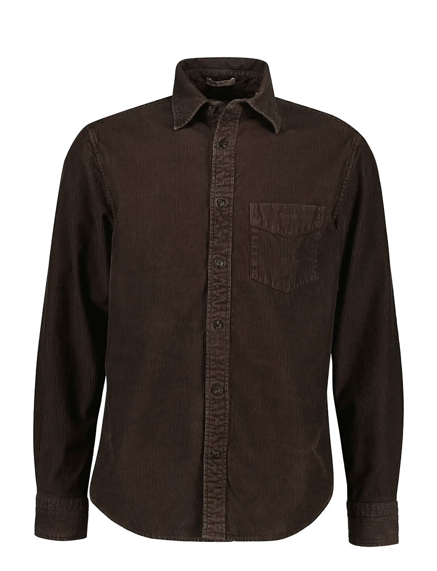 Gant - REG GMNT DYED CORD SHIRT - manchesterskjortor - black brown - 1