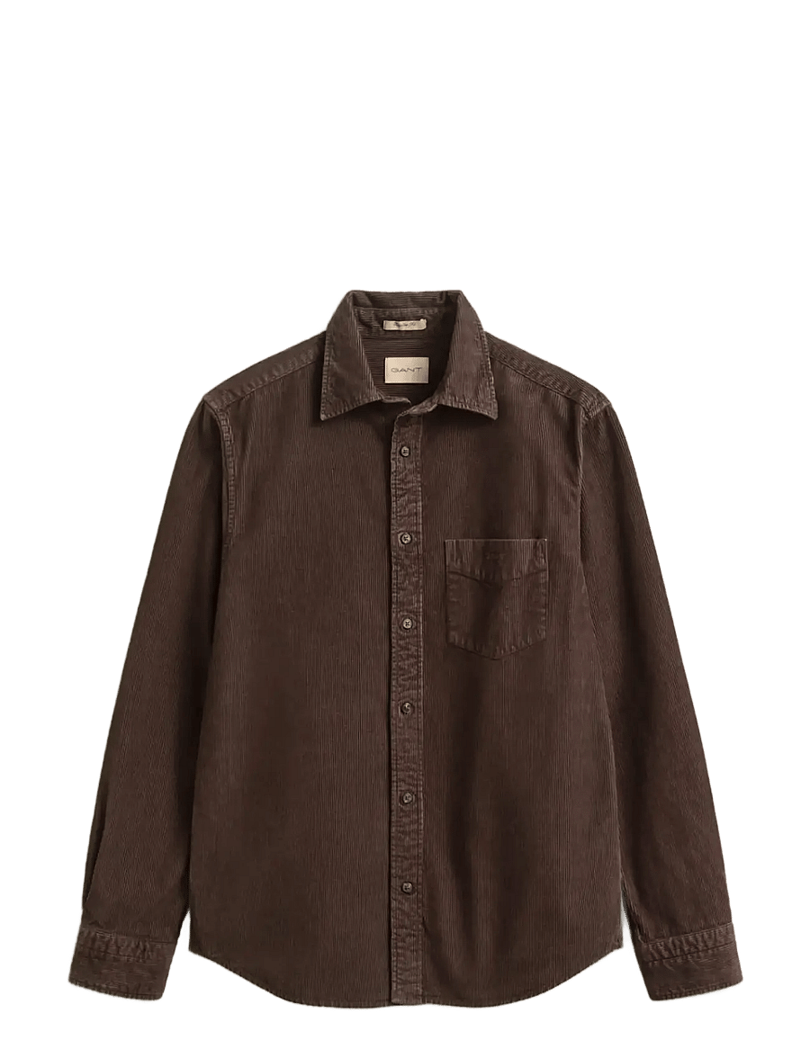 Gant - REG GMNT DYED CORD SHIRT - velvetsärgid - black brown - 1