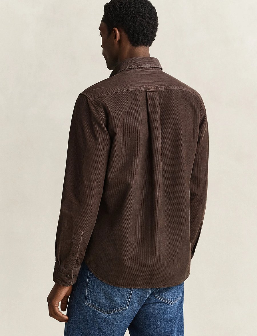 Gant - REG GMNT DYED CORD SHIRT - manchesterskjortor - black brown - 2