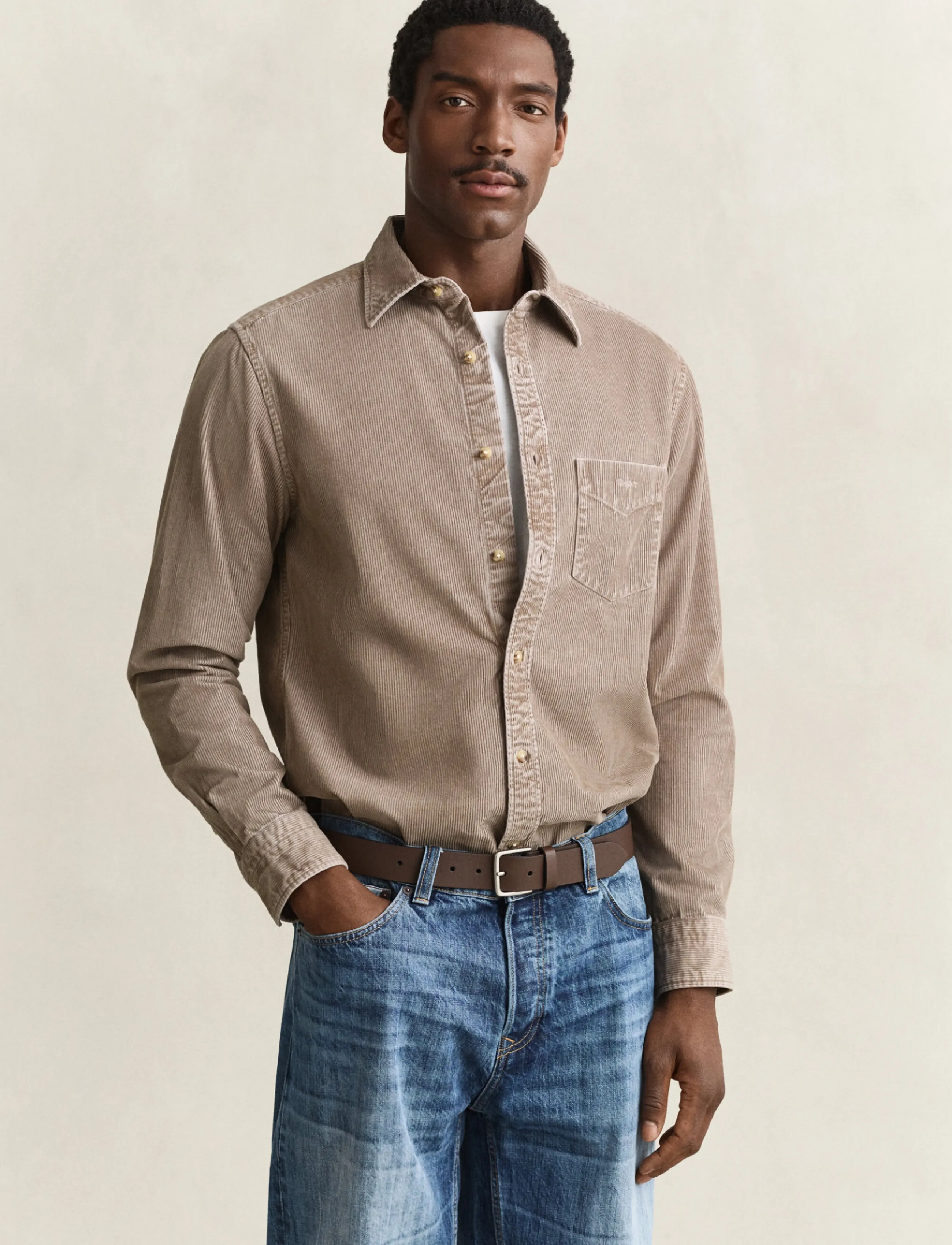 Gant REG GMNT DYED CORD SHIRT - Hemden - MIST TAUPE / brown