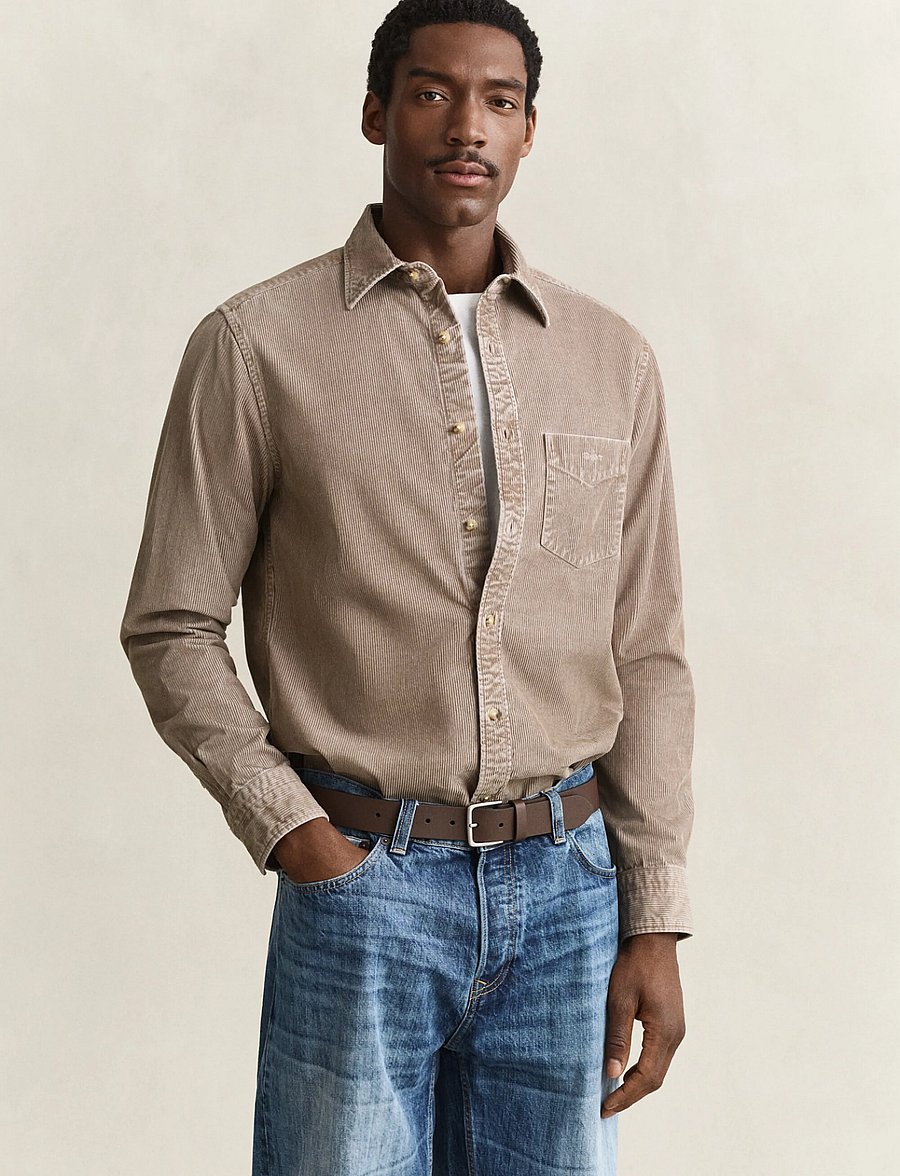 Gant - REG GMNT DYED CORD SHIRT - cordhemden - mist taupe - 0